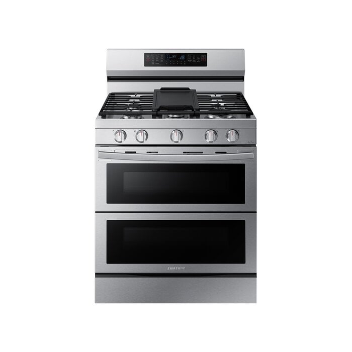SAMSUNG Samsung Flex Duo 30-in 5 burners 3.4-cu ft / 2.5-cu ft Air Fry Convection Oven Freestanding Double Oven Gas Range ( Fingerprint Resistant Stainless Steel )