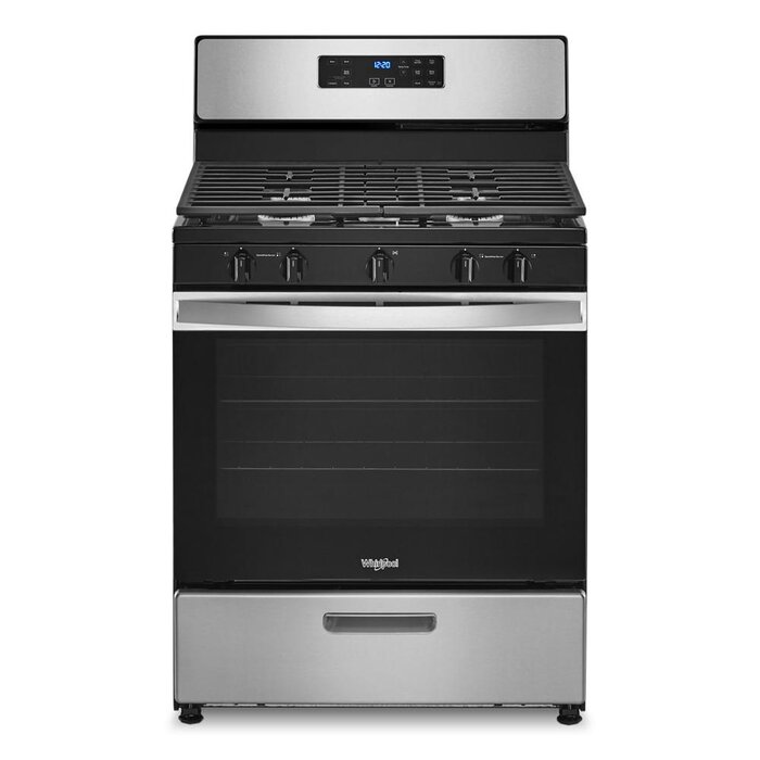 Whirlpool WHIRLPOOL 30-in 5 burners 5.1-cu ft Freestanding Natural Gas Range (Stainless Steel) MODEL# WFG505M0MS