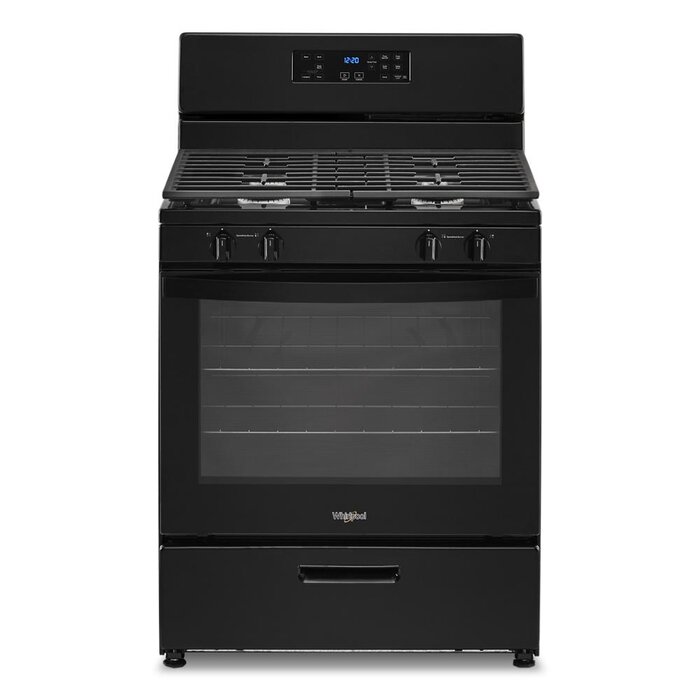Whirlpool WHIRLPOOL 30-in 4 burners 5.1-cu ft Freestanding Natural Gas Range (Black) MODEL# WFG320M0MB