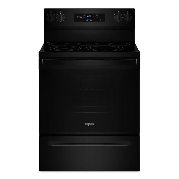 Whirlpool WHIRLPOOL Air Cooking Technology 30-in Glass Top 5 burners 5.3-cu ft Air Fry Convection Oven Freestanding Electric Range (Black) MODEL# WFES5030RB