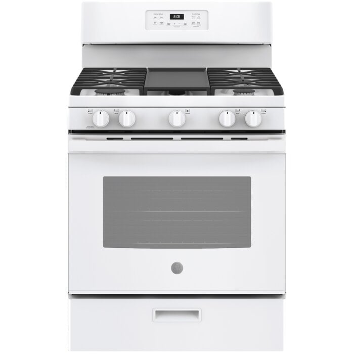 GE GE 30-in 5 burners 5-cu ft Freestanding Natural Gas Range (White) MODEL# JGBS66DEKWW