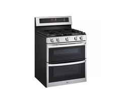 LG LG 30-in 5 burners 4.3-cu ft / 2.6-cu ft Air Fry Convection Oven Freestanding Double Oven Gas Range ( Stainless Steel )  MODEL# LDGL6924S