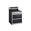 LG LG 30-in Glass Top 5 burners 4.3-cu ft / 3-cu ft Air Fry Convection Oven Freestanding Double Oven Electric Range ( Stainless Steel ) MODEL# LDEL7324S