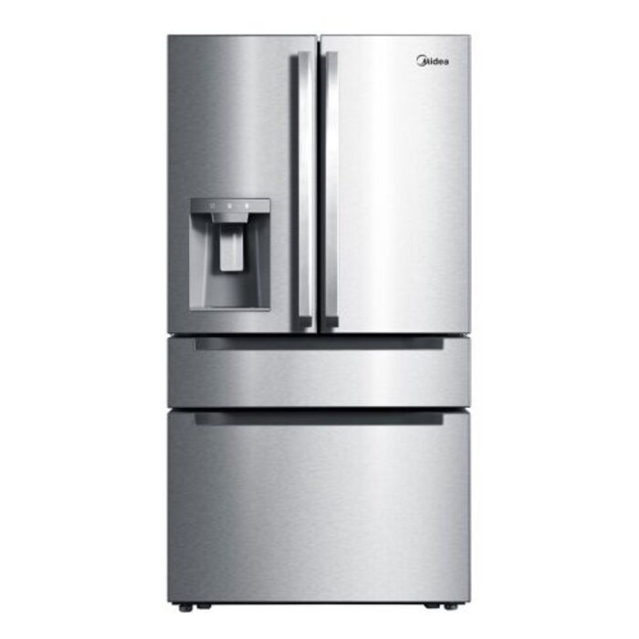 MIDEA MIDEA Counter-Depth 21.6-cu ft 4 -Door Smart Compatible French Door Refrigerator with Dual Ice Maker with Water and Ice Dispenser ( Stainless Steel ) ENERGY STAR MODEL# MRQ22D7AST