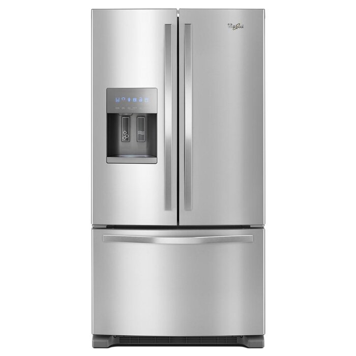 Whirlpool WHIRLPOOL Spillproof Shelves 24.7-cu ft French Door Refrigerator with Ice Maker, Water and Ice Dispenser (Fingerprint Resistant Stainless Steel) ENERGY STAR MODEL# WRF555SDFZ