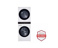 LG LG WashTower with 4.5 Cu. Ft. Washer Capacity, 7.4 Cu. Ft. Dryer Capacity, Single Unit WashTower™ Design, Built-In Intelligence, Allergiene™ Wash Cycle, Sensor Dry, and ENERGY STAR® Certified: White  MODEL# WKE100HWA