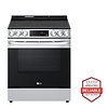 LG LG 30-in Glass Top 5 Burners 6.3-cu ft Self-Cleaning Air Fry Convection Oven Slide-in Smart Electric Range (Printproof Stainless Steel) MODEL# LSEL6333F
