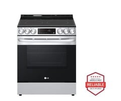 LG LG 30-in Glass Top 5 Burners 6.3-cu ft Self-Cleaning Air Fry Convection Oven Slide-in Smart Electric Range (Printproof Stainless Steel)  MODEL# LSEL6333F