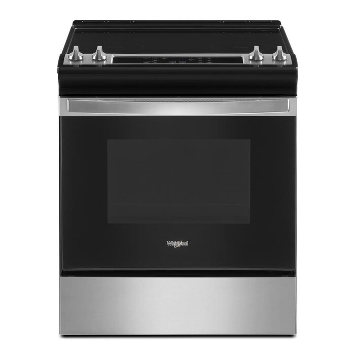 Whirlpool WHIRLPOOL 30-in Glass Top 4 Burners 4.8-cu ft Self-Cleaning Slide-in Electric Range (Fingerprint Resistant Stainless Steel) MODEL# WEE515S0LZ
