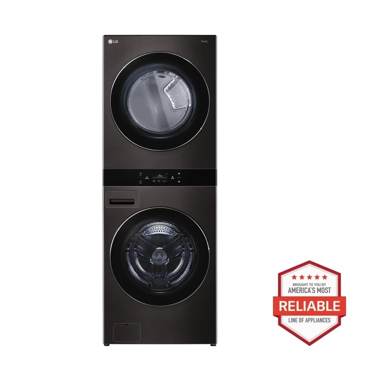 LG LG 5-cu ft Washer and 7.4 cu. ft. Gas Dryer (Black Stainless Steel) ENERGY STAR MODEL# WKGX301HBA