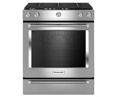 KITCHENAID KitchenAid 30-in 5 Burners 5.8-cu ft Self-cleaning Convection Oven Slide-in Natural Gas Range (Stainless Steel)  MODEL# KSGG700ESS