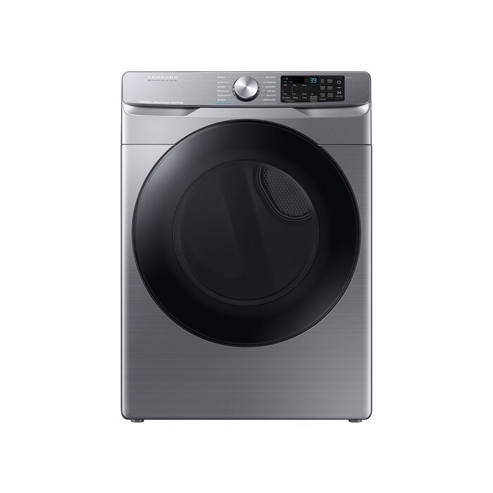 Samsung SAMSUNG 7.5 cu. ft. Smart Stackable Vented Electric Dryer with Steam Sanitize+ in Platinum MODEL# DVE45B6300P