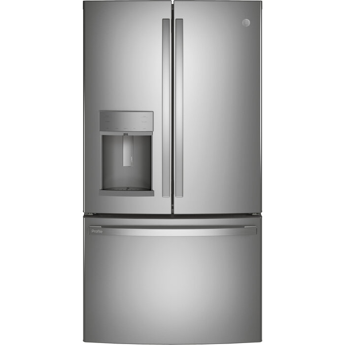 GE Profile GE Profile Counter-depth 22.2-cu ft French 3 Door Refrigerator with Ice Maker, Water and Ice Dispenser (Fingerprint-resistant Stainless Steel) ENERGY STAR  MODEL# PYE22KYNFS