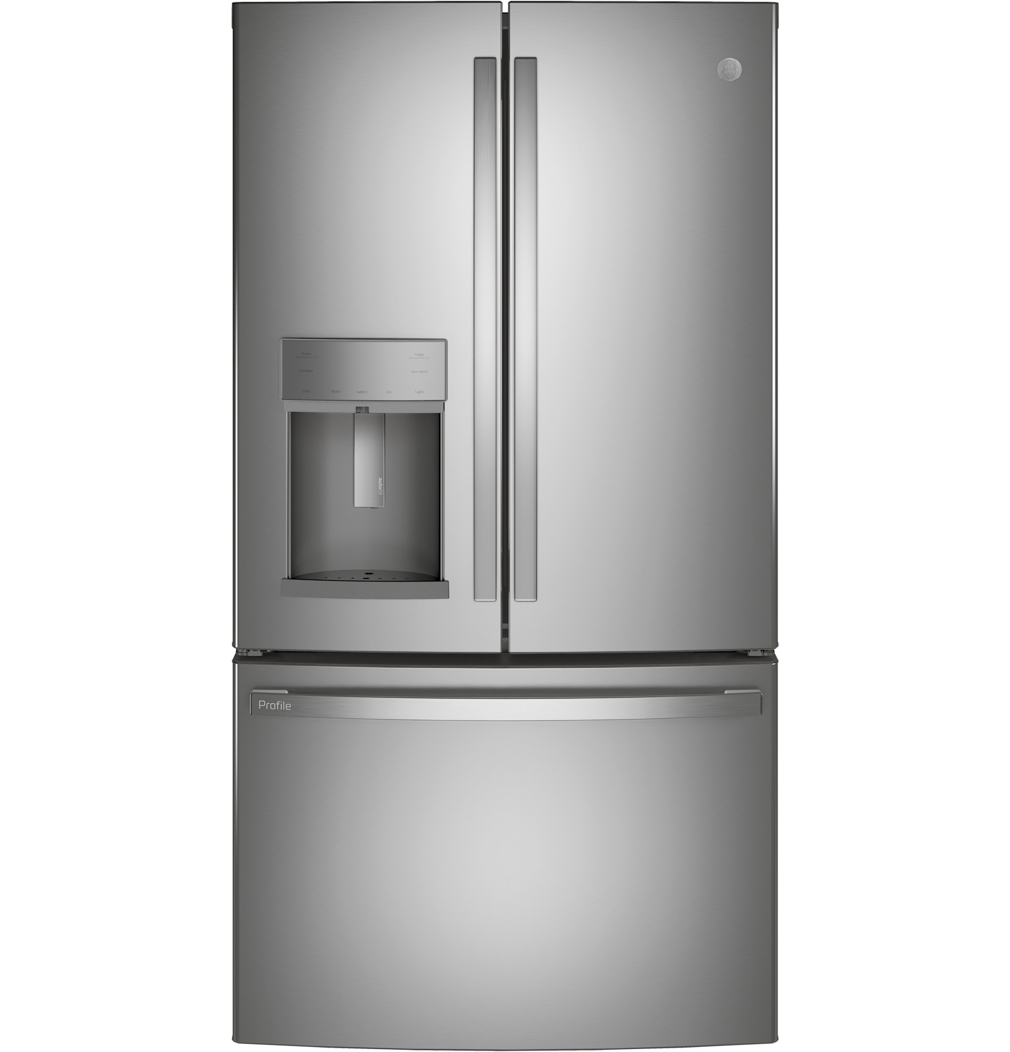 GE Profile GE Profile 27.8-cu ft 3 Door French Door Refrigerator with Ice Maker, Water and Ice Dispenser (Fingerprint-Resistant Stainless Steel) ENERGY STAR MODEL# PFE28KYNFS