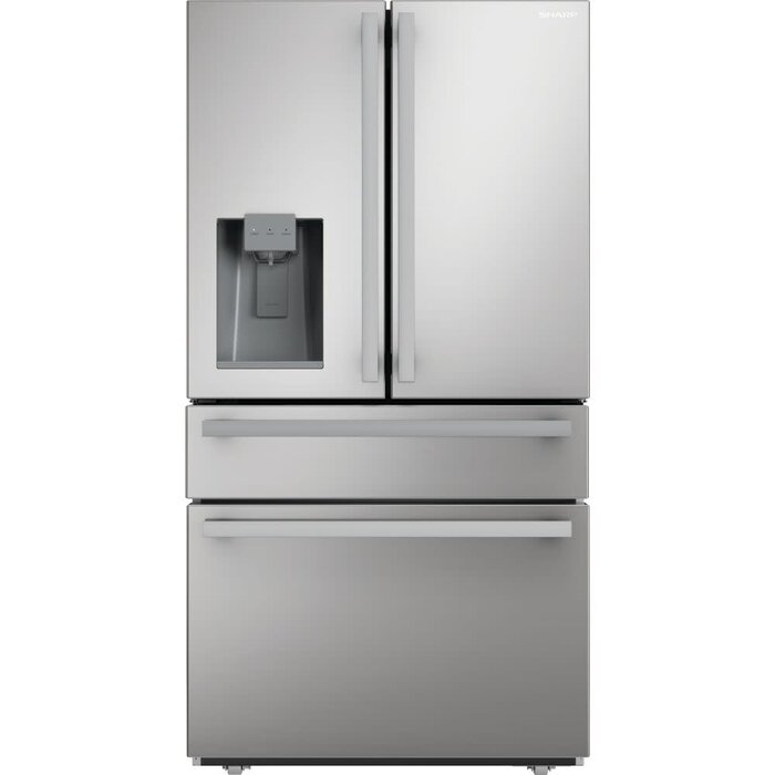 Sharp Appliances Sharp Counter-Depth 21.6-cu ft 4 -Door French Door Refrigerator with Ice Maker with Water and Ice Dispenser ( Stainless Steel ) ENERGY STAR Certified  Model# SJG2254FS