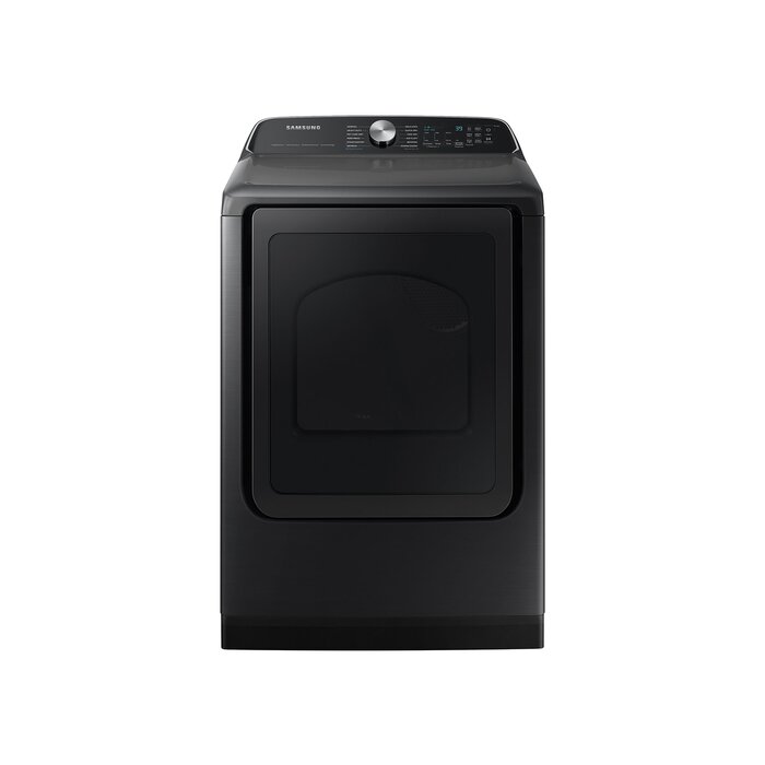 SAMSUNG SAMSUNG  7.4-cu ft Steam Cycle Vented Smart Electric Dryer (Brushed Black)  MODEL# DVE55CG7100V