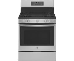 GE Profile GE PROFILE 30-in 5 Burners 5.6-cu ft Self & Steam Cleaning Air Fry Convection Oven Freestanding Smart Natural Gas Range (Fingerprint-resistant Stainless Steel) MODEL# PGB935YPFS