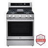 LG LG 6.3 cu. ft. Smart True Convection InstaView Gas Range Single Oven with Air Fry in Printproof Stainless Steel Model# LRGN6325X