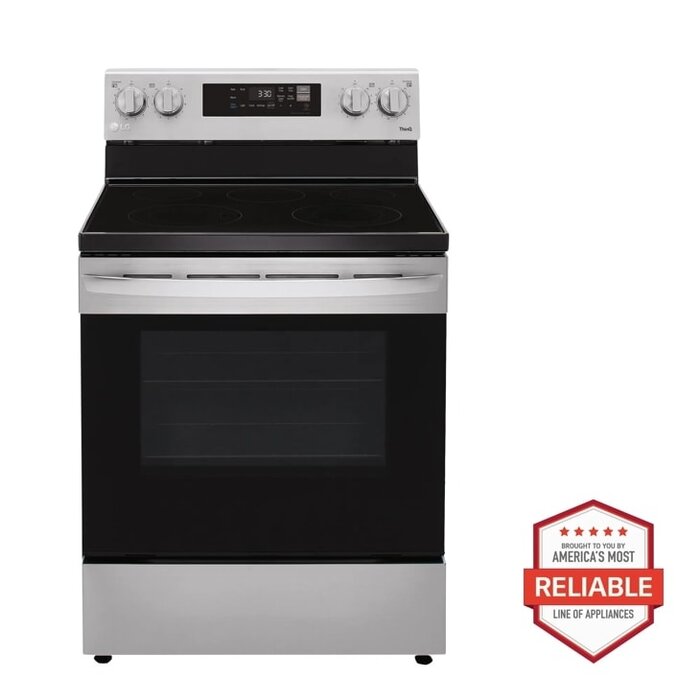 LG LG 30-in Glass Top 5 Burners 6.3-cu ft Freestanding Smart Electric Range (Stainless Steel)  MODEL# LREL6321S
