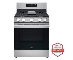 LG LG 30-in 5 burners 6.3-cu ft Air Fry Convection Oven Freestanding Natural Gas Range ( Stainless Steel ) Model# LRGN6323Y