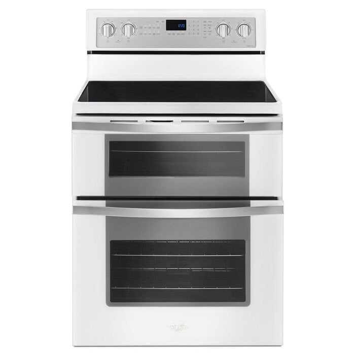 Whirlpool Whirlpool 6.7 cu. ft. 5 Burner Element Double Oven Electric Range with True Convection in White Ice Model# WGE745C0FH