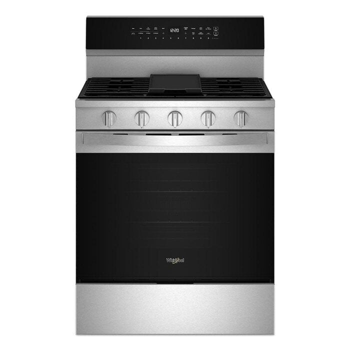 Whirlpool WHIRLPOOL (C) High Preheat 30-in 5 Burners 5-cu ft Self & Steam Cleaning Air Fry Convection Oven Freestanding Smart Natural Gas Range (Stainless Steel) MODEL# WFGS7530RZ