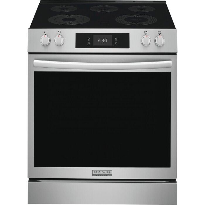FRIGIDAIRE GALLERY Frigidaire Gallery Stone-Baked Pizza 30-in 5 burners 6-cu ft Air Fry Convection Oven Slide-In Natural Gas Range ( Smudge-Proof Stainless Steel ) Model# GCFG3070BF