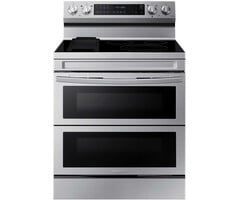 SAMSUNG Samsung 30-in Glass Top 5 Burners 3.4-cu ft / 2.7-cu ft Self-cleaning Air Fry Convection Oven Freestanding Smart Double Oven Electric Range (Fingerprint Resistant Stainless Steel)  MODEL# NE63A6751SS