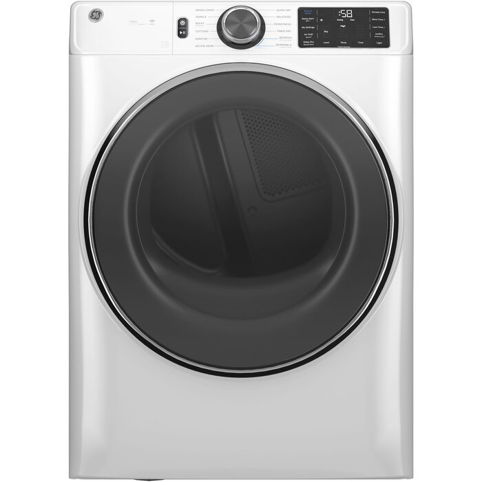 GE GE 7.8 cu. ft. Capacity Smart Front Load Electric Dryer with Steam and Sanitize Cycle Model# GFD65ESSVWW