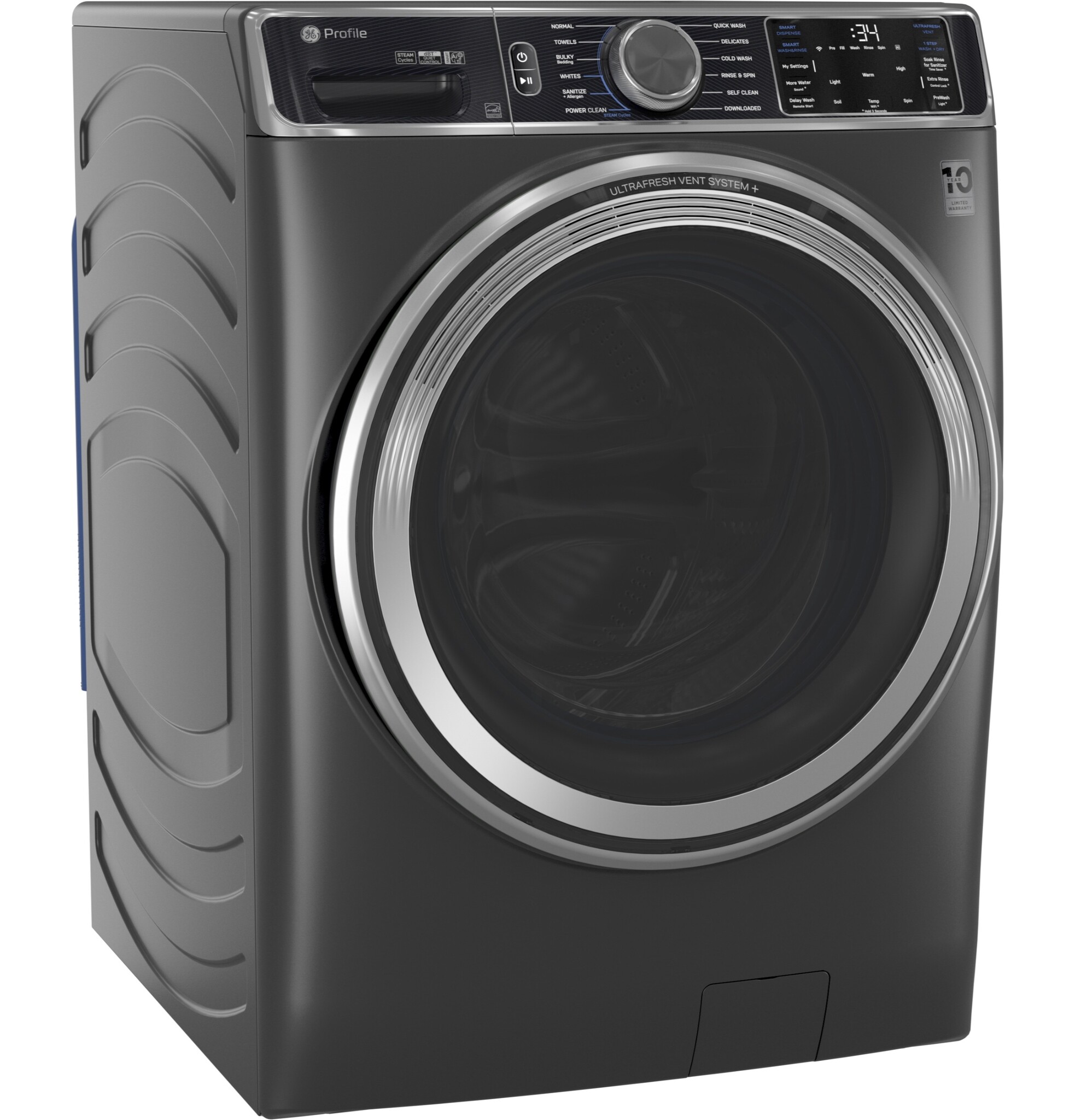 GE Profile GE Profile (NIB) 5.5 cu. ft. Capacity Smart Front Load ENERGY STAR® Steam Washer with UltraFresh Vent System+ and Smart Wash & Smart Rinse  Model# PFW955SPWDS