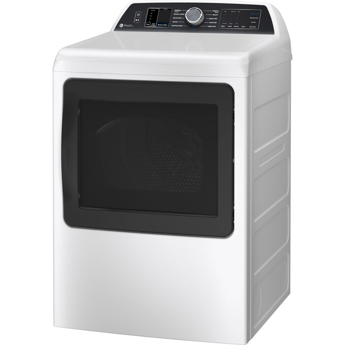 GE Profile GE Profile 7.4 cu. ft. Smart Gas Dryer in White with Steam, Sanitize Cycle, and Sensor Dry, (White) ENERGY STAR MODEL# PTD70GBSTWS