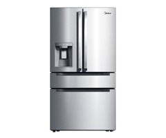MIDEA Midea (CL) Counter-Depth 21.6-cu ft 4 -Door 36-in Wide Smart Compatible French Door Refrigerator with Dual Ice Maker with Water and Ice Dispenser ( Stainless Steel ) ENERGY STAR Certified Model# MRQ22D7AST