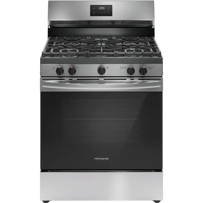 FRIGIDAIRE Frigidaire 30-in 5 burners 5.1-cu ft Freestanding Natural Gas Range ( Fingerprint Resistant Stainless Steel )  MODEL# FCRG306LAF