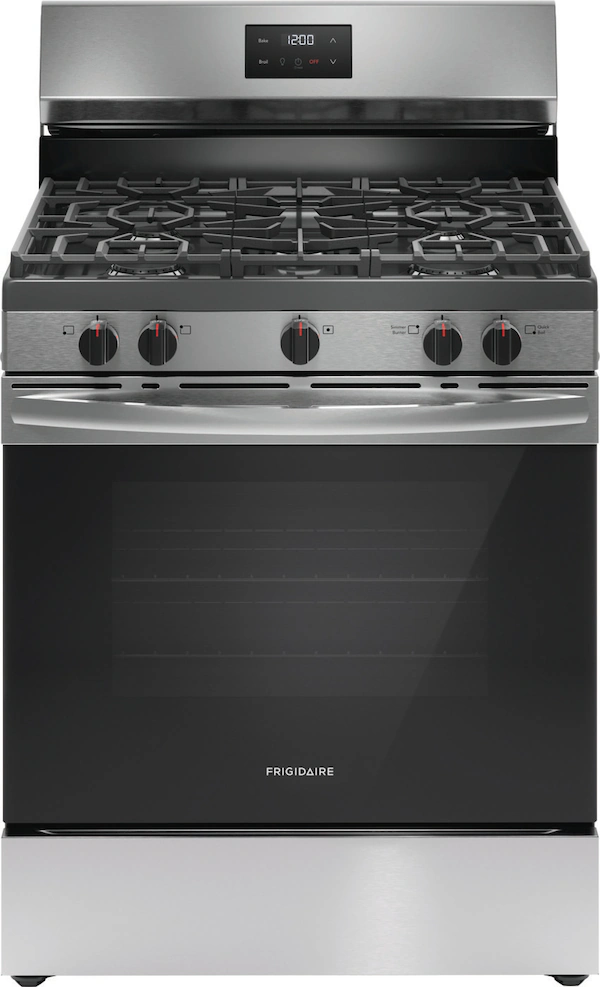 FRIGIDAIRE Frigidaire 30-in 5 burners 5.1-cu ft Freestanding Natural Gas Range ( Fingerprint Resistant Stainless Steel )  MODEL# FCRG306LAF