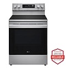LG LG 30-in Glass Top 5 burners 6.3-cu ft Air Fry Convection Oven Freestanding Electric Range with WipeClean Coating ( Stainless Steel ) Model# LREN6323YE