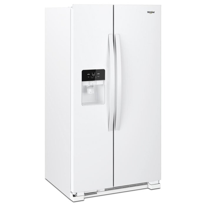 Whirlpool Whirlpool In-Door Can Caddy 21.4-cu ft Side-by-Side Refrigerator with Ice Maker, Water and Ice Dispenser (White) MODEL# WRS321SDHW
