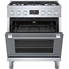 BOSCH Bosch 800 Series Industrial Style 30-in 5 burners 3.7-cu ft Convection Oven Freestanding Natural Gas Range ( Stainless steel ) Model# HGS8055UC