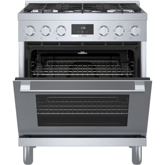 BOSCH Bosch 800 Series Industrial Style 30-in 5 burners 3.7-cu ft Convection Oven Freestanding Natural Gas Range ( Stainless steel ) Model# HGS8055UC
