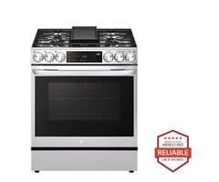 LG LG InstaView 30-in 5 Burners 6.3-cu ft Self-cleaning Air Fry Convection Oven Slide-in Smart Natural Gas Range (Printproof Stainless Steel)  MODEL# LSGL6335F