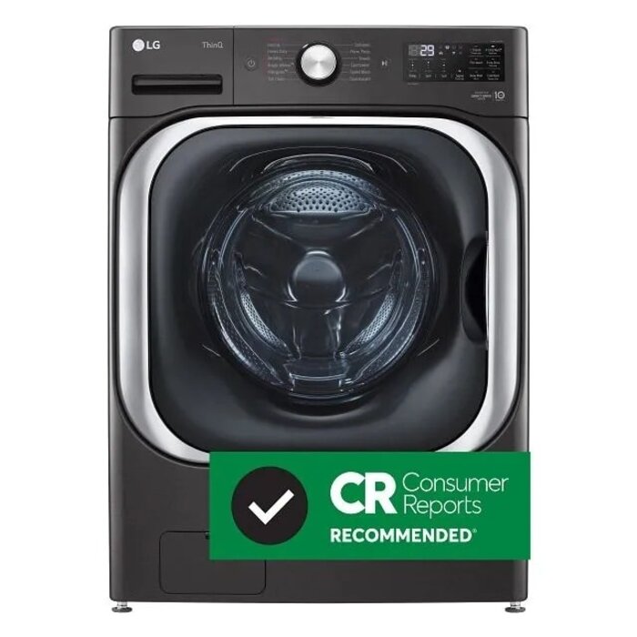 LG LG TurboWash 5.2-cu ft High Efficiency Stackable Steam Cycle Smart Front-Load Washer (Black Steel) ENERGY STAR  MODEL# WM8900HBA
