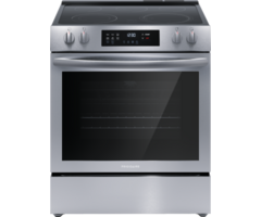 Frigidiare Frigidaire 30-in Glass Top 5 burners 5.3-cu ft Convection Oven Slide-In Electric Range (Fingerprint Resistant Stainless Steel) Model# FCFE308LAF