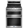 Maytag MAYTAG (C) 30-in 5 Burners 2.1-cu ft / 3.9-cu ft Self-cleaning Convection Freestanding Double Oven Gas Range (Fingerprint Resistant Stainless Steel) MODEL# MGT8800FZ