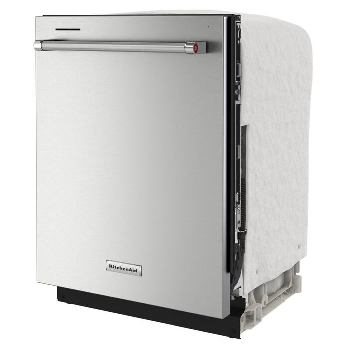 KITCHENAID KitchenAid Eco Series 24-in Top Control Built-in Dishwasher ( Stainless Steel with PRINTSHIELD Finish ) With Third Rack, ProWash, Sani Rinse , 39-Decibel  Model# KDTE204KPS