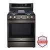 LG LG 30-in 5 burners 6.3-cu ft Air Fry Convection Oven Freestanding Natural Gas Range ( Black Stainless Steel ) Model# LRGN6325Z