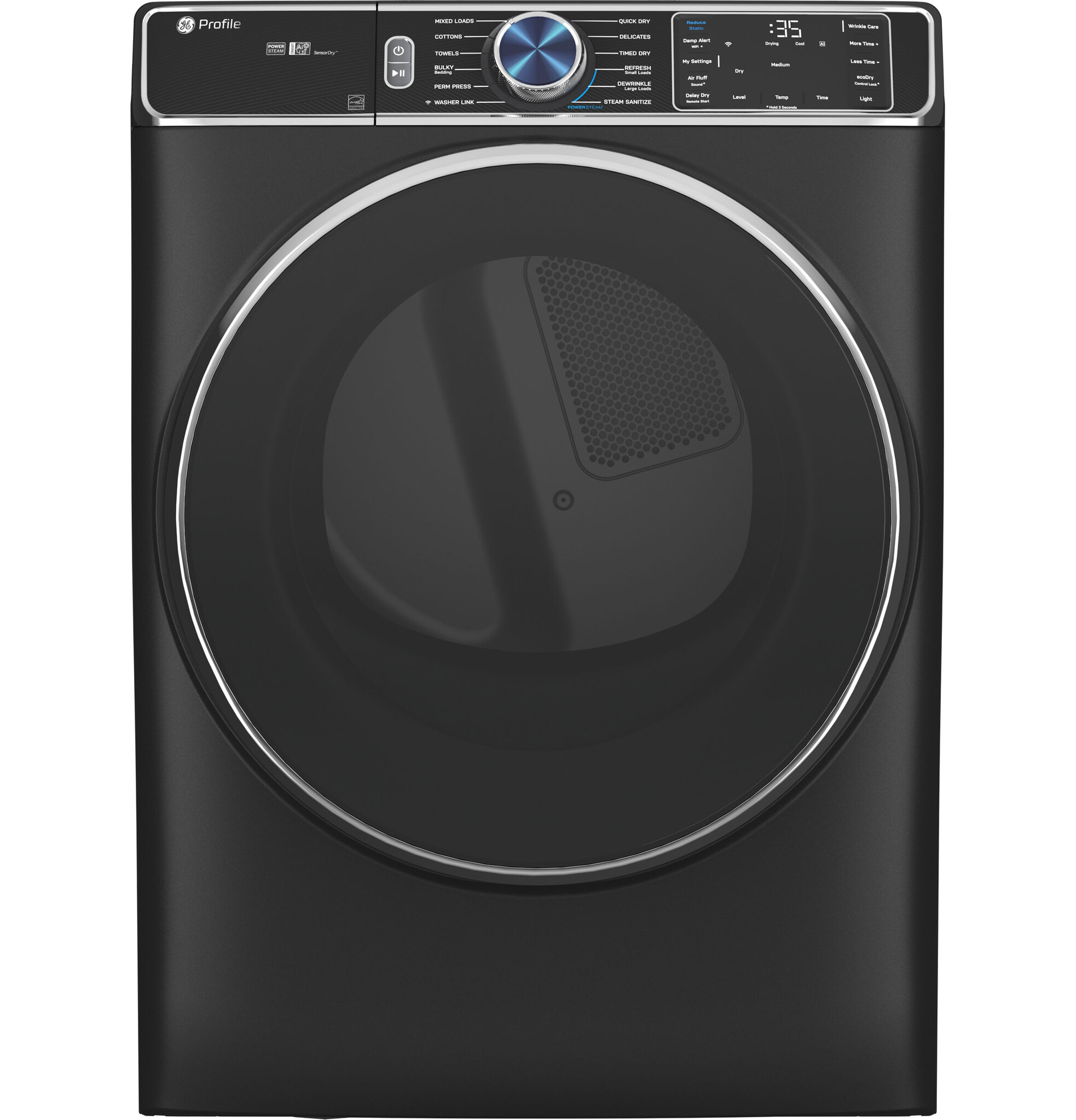 GE GE Profile (CL) 7.8-cu ft Stackable Steam Cycle Vented Smart Electric Dryer (Carbon Graphite)  MODEL# PFD95ESPTDS
