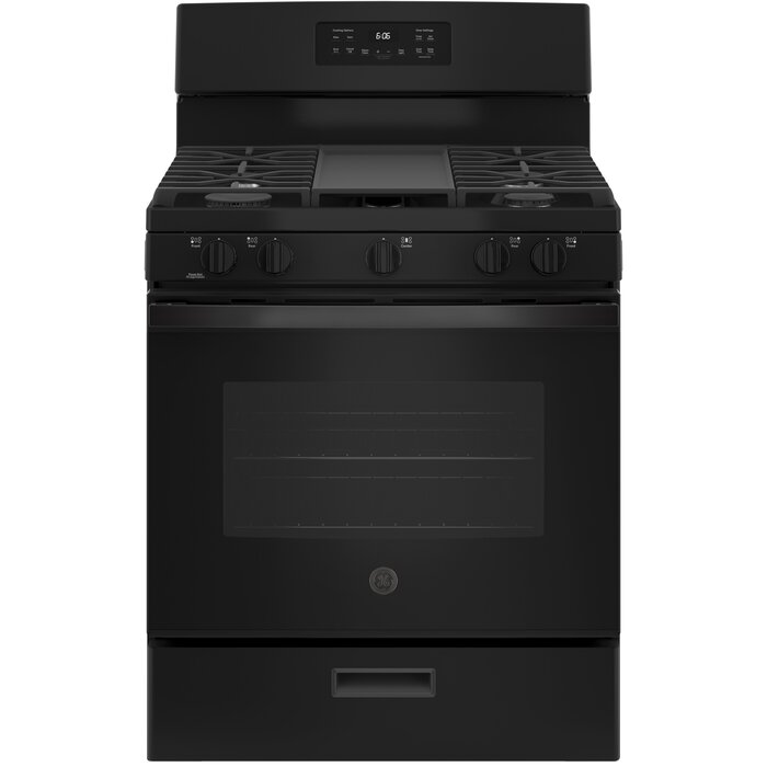 GE GE 30-in 5 Burners 5-cu ft Freestanding Natural Gas Range (Black) MODEL# JGBS66DEKBB