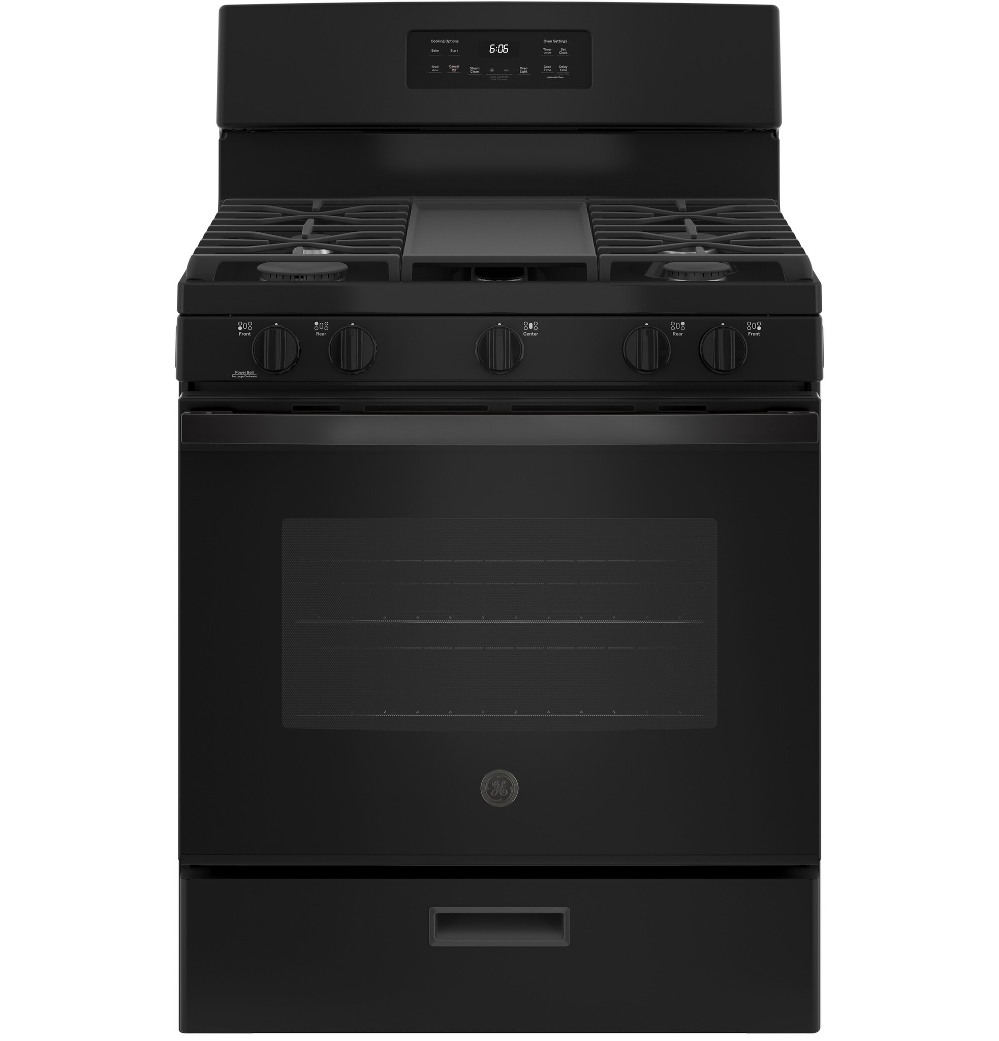 GE GE 30-in 5 Burners 5-cu ft Freestanding Natural Gas Range (Black) MODEL# JGBS66DEKBB
