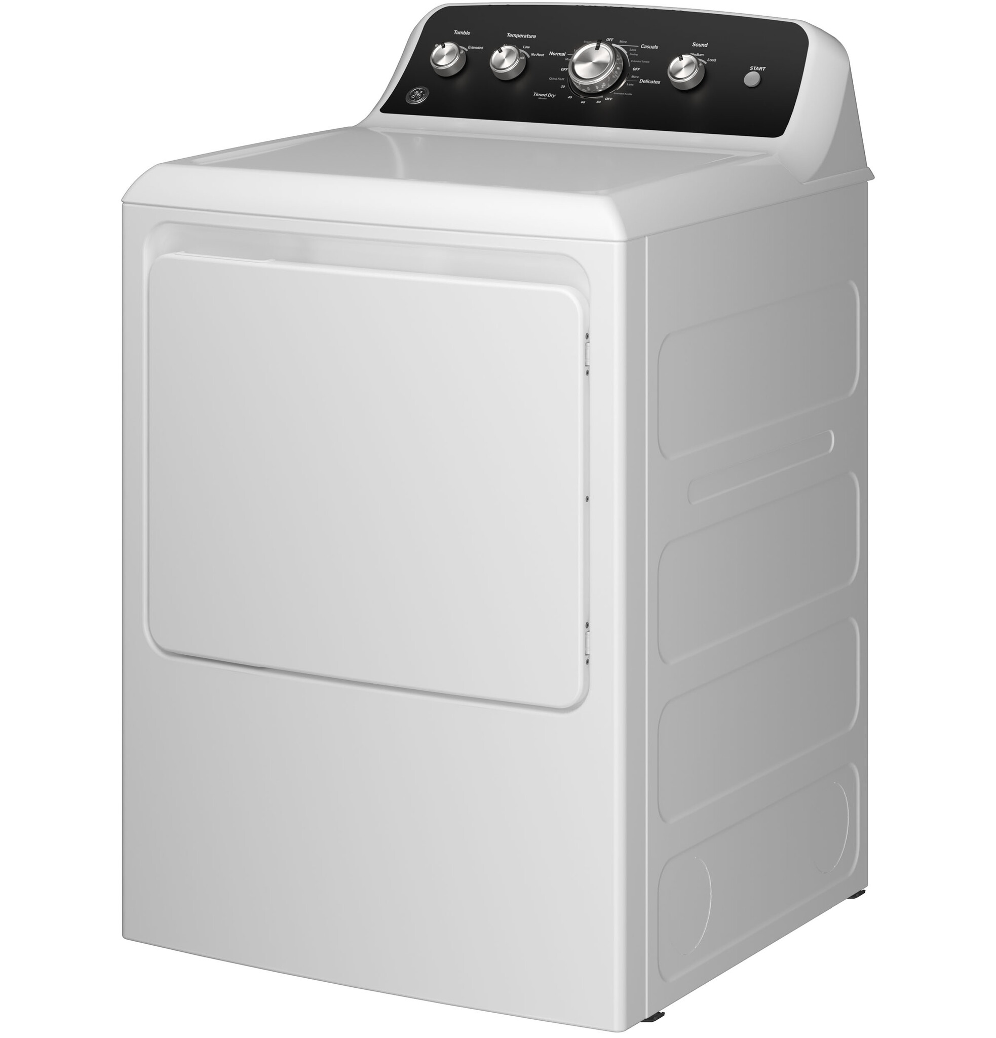 GE GE 7.2 Cu. Ft. Electric Dryer with Long Venting up to 120 ft. White with Black Matte Model# GTD48EASWWB