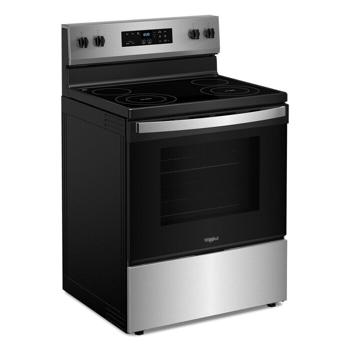 Whirlpool WHIRLPOOL (NIB) Flexible Cooktop 30-in Glass Top 4 Burners 5.3-cu ft Freestanding Electric Range (Stainless Steel) MODEL# WFES3030RS
