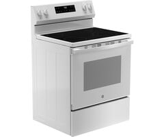 GE GE (NIB) 30-in Glass Top 4 Burners 5.3-cu ft Steam Cleaning Freestanding Electric Range (White) MODEL# GRF400SVWW